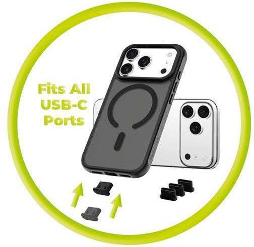Mobile Origin Usb-c Dust Plug & Cleaning Brush Cl1 Black Clear Iphone Android Mo-cl1-blk-clr