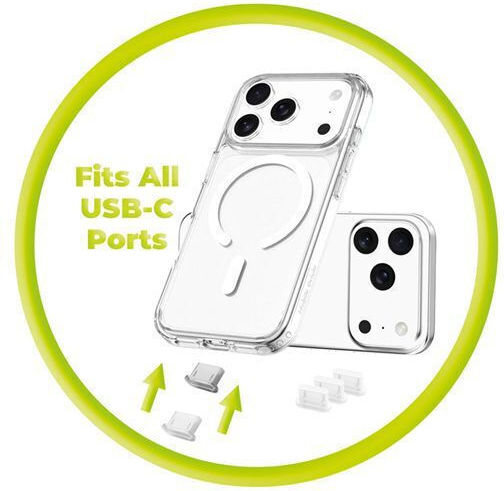 Mobile Origin Usb-c Dust Plug & Cleaning Brush Cl1 Black Clear Iphone Android Mo-cl1-blk-clr