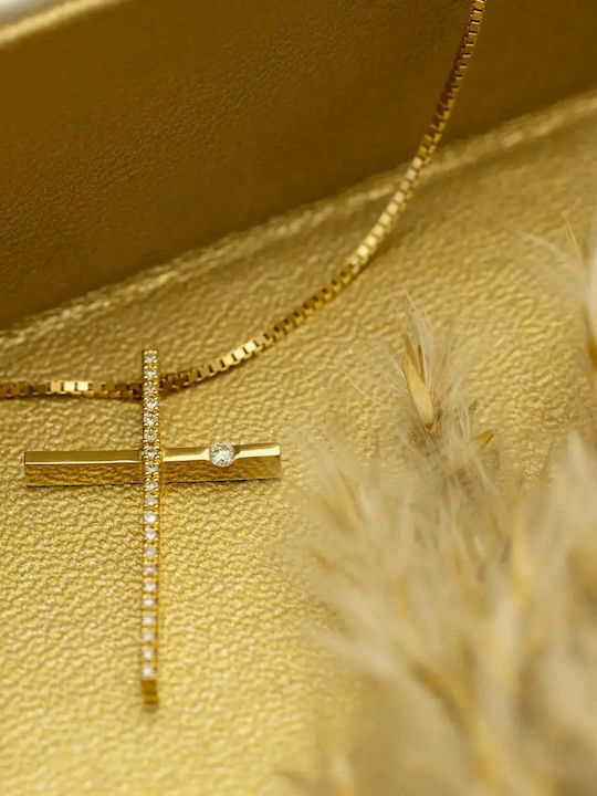 Damen Gold Kreuz 18K mit Kette