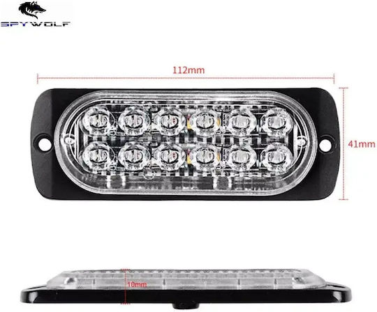First-Class Led Strobe Φaro Όγκου Κόκκινο 12led 12/24v 6000lm 8 Τεμάχια Tc-351