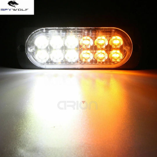 Primă Clas Led Stroboscop Lumini De Volum Alb-Galben 12led 12/24v 6000lm 8 Bucăți Tc-363