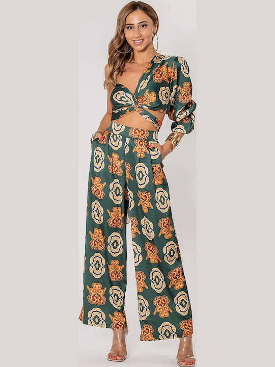 Women's Satin Trousers Green