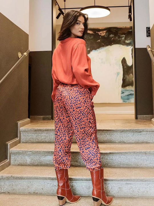 Damen Satin Hose Orange