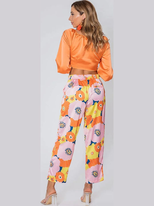 Women's Satin Trousers Pink