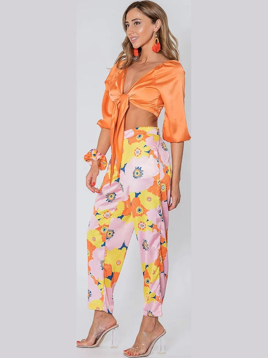 Women's Satin Trousers Pink