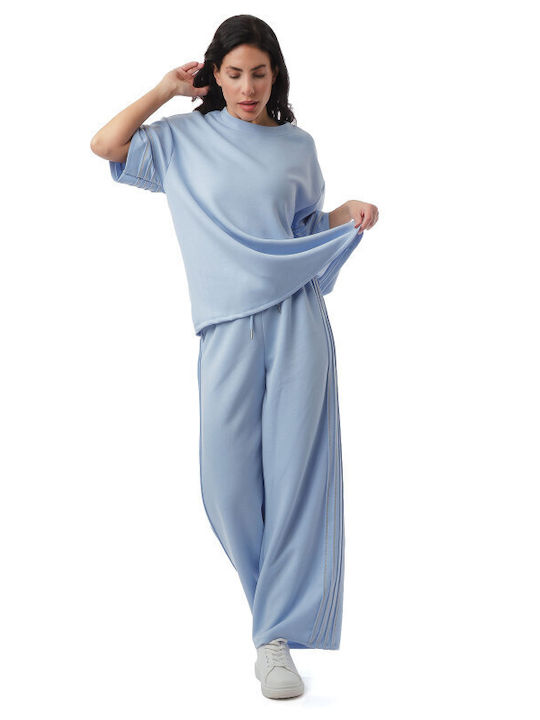 Hellblaue Set Damenhose Bluse