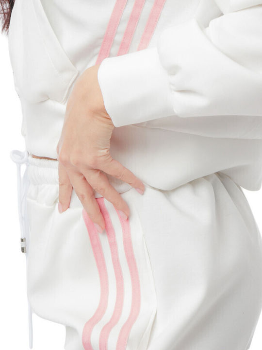 Weißes Set Damenhose Jacke Gestreift