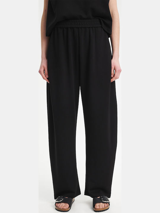 Eleh Women's Fabric Trousers with Rubber Band Blk Eleh Women's Fabric Trousers with Rubber Band Blk