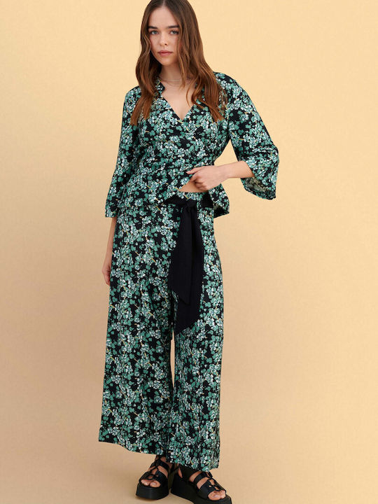 Women's Zip Culottes Floral Green