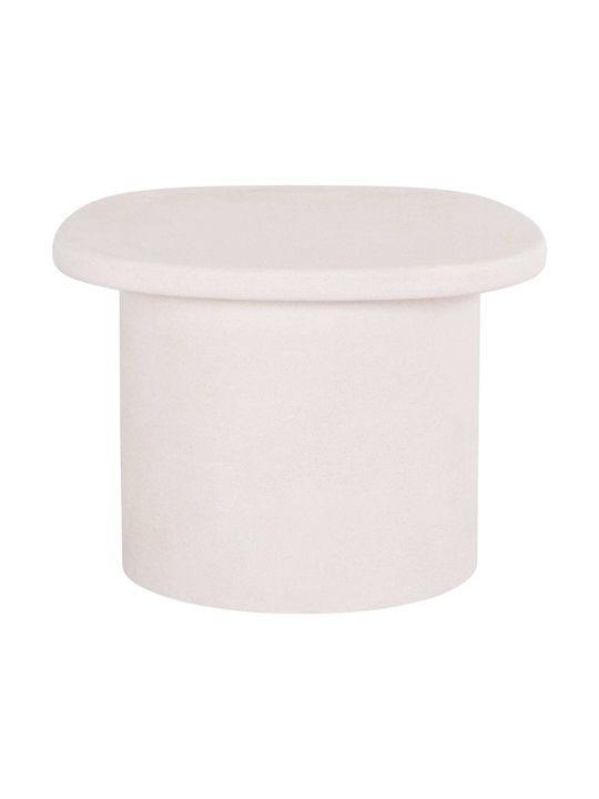 Oval Side Table Wooden Ecru Colour M54xW54.5xH40cm