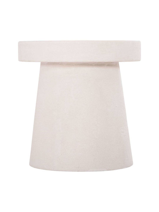 Round Side Table Wooden Ecru M48xP48xH49cm