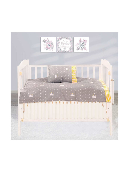 Beauty Home Baby Sheets Set Crib Cotton Satin Fitted Yellow 70x140cm