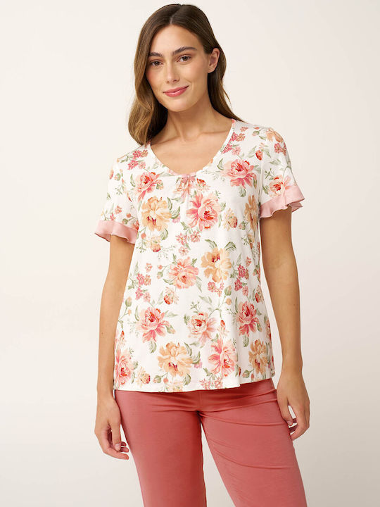 Vamp Sommerliches Damen-Schlafanzug-Set Pink Tan