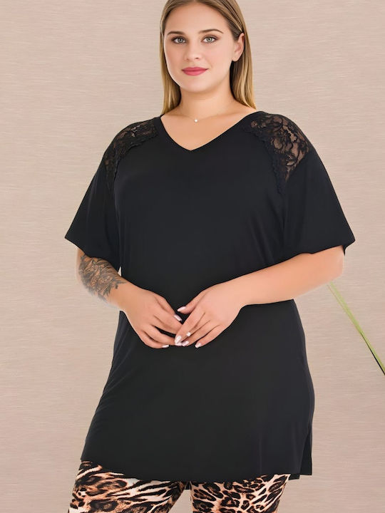 Lady Летен Дамски Комплект Пижами Черен