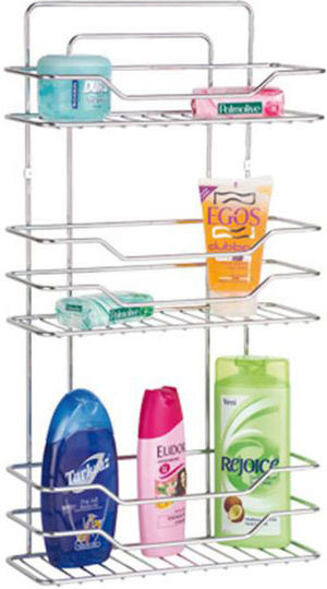 Sidirela Wall Mounted Bathroom Shelf Metallic with 3 Shelves 30x12x57cm Silver