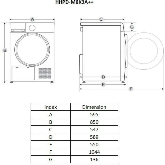 Heinner HHPD-M8K3A++ Сушилня 8кг с Термопомпа