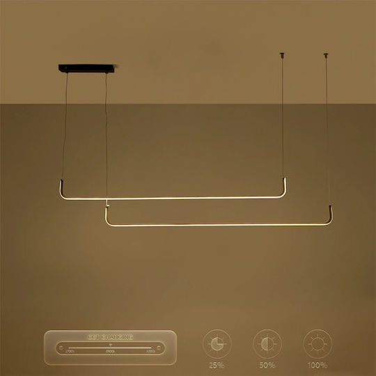 kelvo Linaria Black LED Ceiling Light with Warm to Cool White Light 130x4x25cm