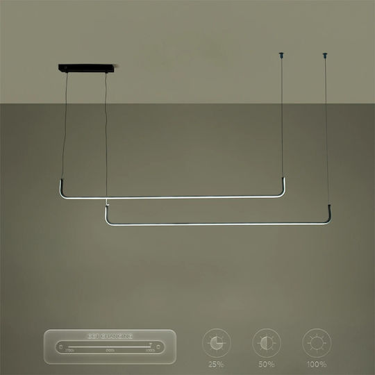 kelvo Linaria Black LED Ceiling Light with Warm to Cool White Light 130x4x25cm