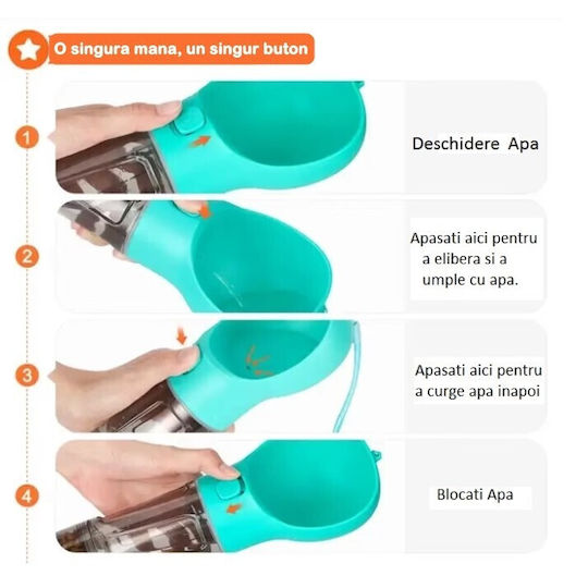 Alista Home Sticlă De Apă Din Plastic Pentru Câine Și Pisică 300ml 26.7cm În Culoare Turcoaz