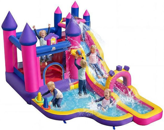 Costway Inflatable Princess Castle with Trampoline and Slide for Ages 3-12