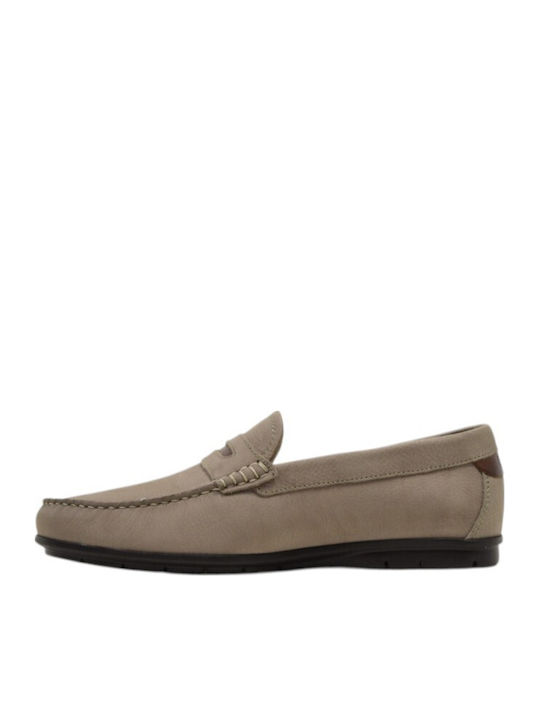Leather Men's Loafers in Beige Colour
