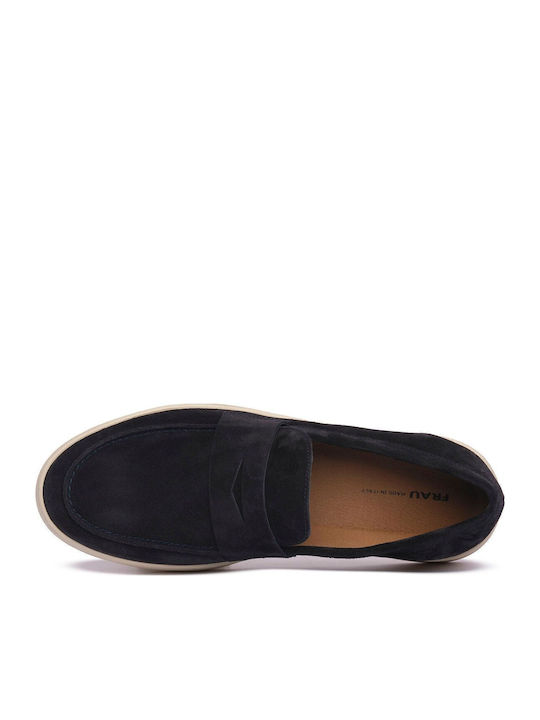 Suede Men's Moccasins In Blue Color