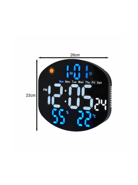 Wall Clock Digital Plastic White Ø26cm