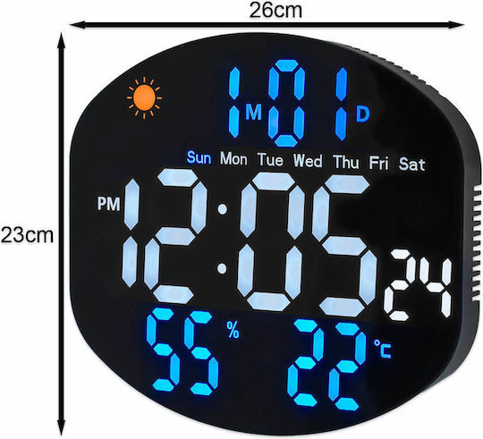 Wall Clock Digital Plastic White Ø26cm