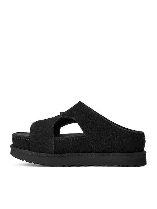 Goldenstar Дамски Кожени Сандали Flatforms Черни