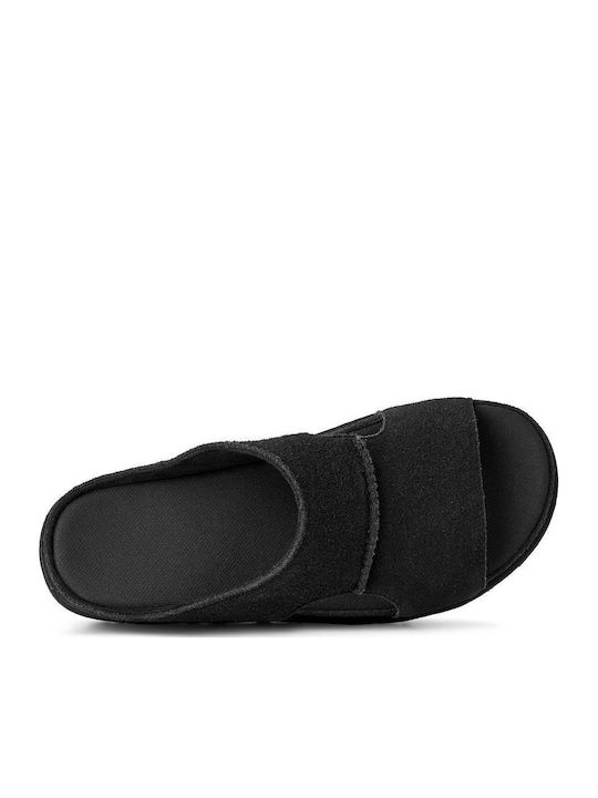Goldenstar Дамски Кожени Сандали Flatforms Черни