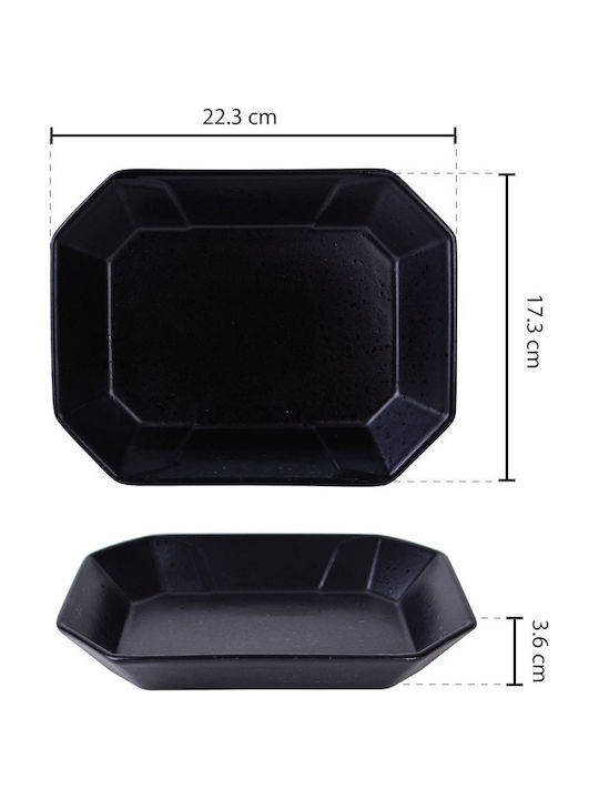 Raki Street Servierplatte Keramik Schwarz 22,3x17,3cm