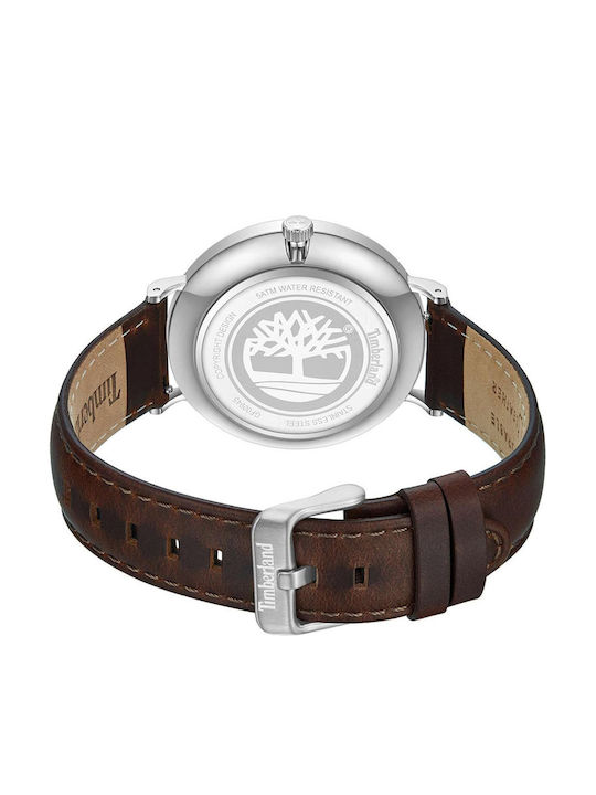 Timberland Ανδρικό Ρολόι 42mm Μπαταρίας με Καφέ Δερμάτινο Λουράκι
