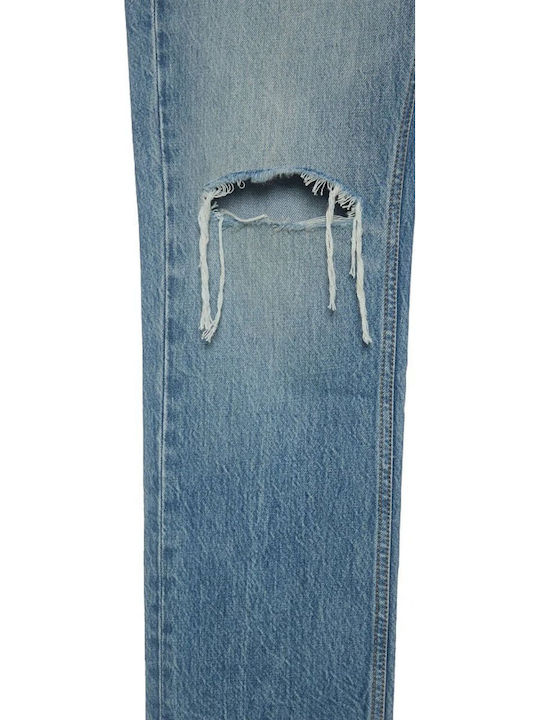 Mandy High Rise Women's Jean Pants With Rips in Straight Leg Style