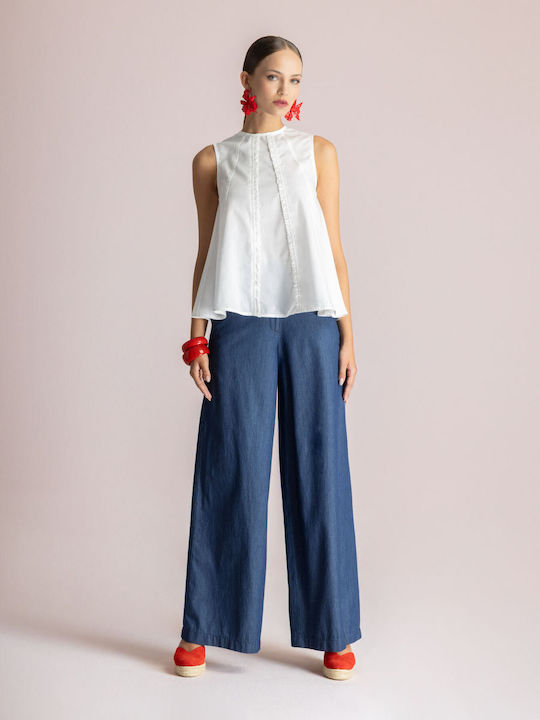 Moutaki High Rise Women's Jean Pants in Wide Leg Style