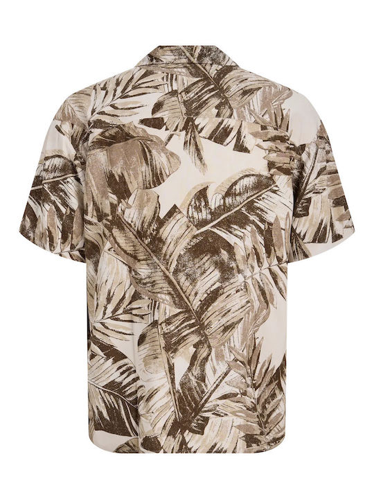 Short Sleeve Shirt in Wide Fit String (Beige)