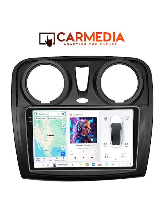 Carmedia Auto-Audiosystem für Dacia Dokker 2012 (Bluetooth/USB/AUX/WiFi/GPS/Apple-Carplay/Android-Auto) mit Touchscreen 9.5"