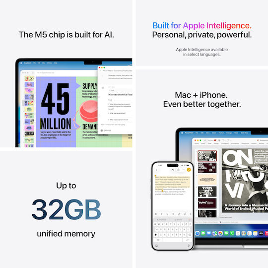 Apple MacBook Air 15.3" IPS Retina Display (M5-10-Core/16GB/1TB SSD/10-Core GPU/10-Core GPU) Midnight (GR Keyboard)