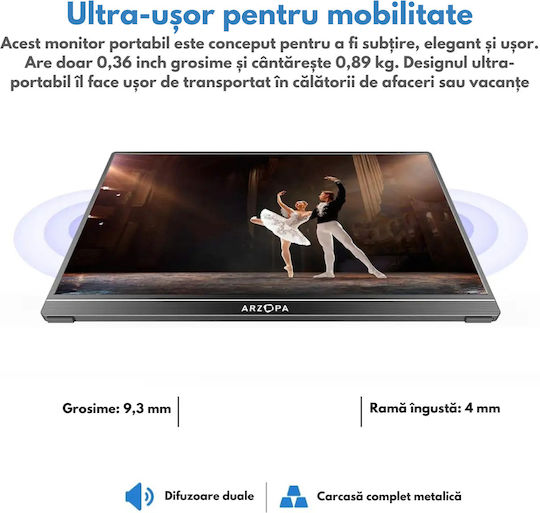 Arzopa Monitor Portabil HDR Touch 15.6" FHD 1920x1080