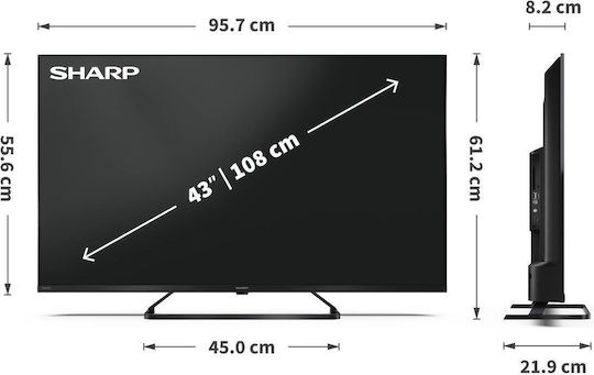 Sharp Smart Τηλεόραση 43" 4K UHD QLED 43HP6265E HDR (2025)