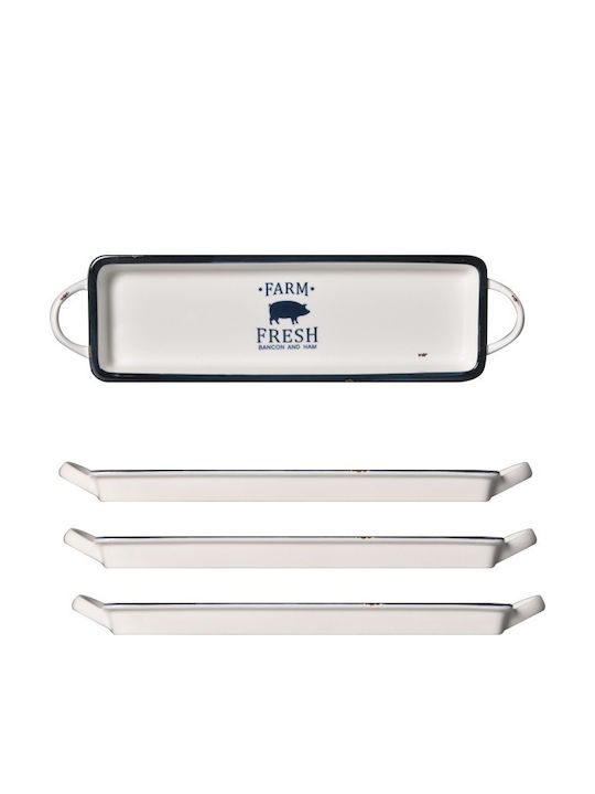 Raki Happy Serving Platter Rectangular Porcelain White 42x11cm