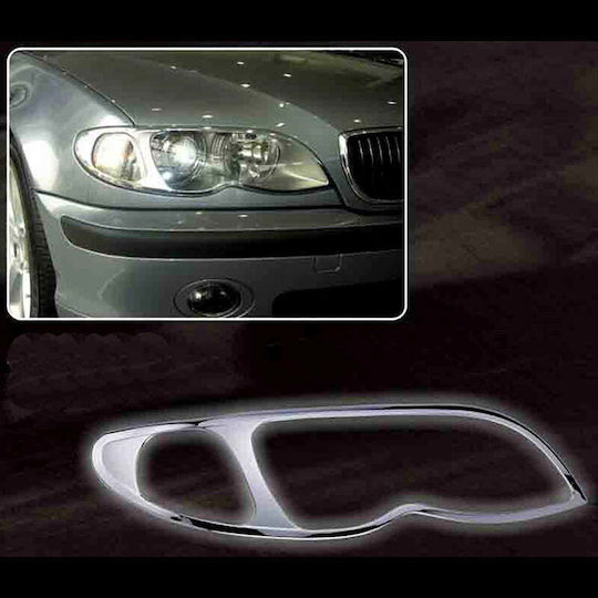 Bmw E46 4d 03 Front Headlights Masks Silver