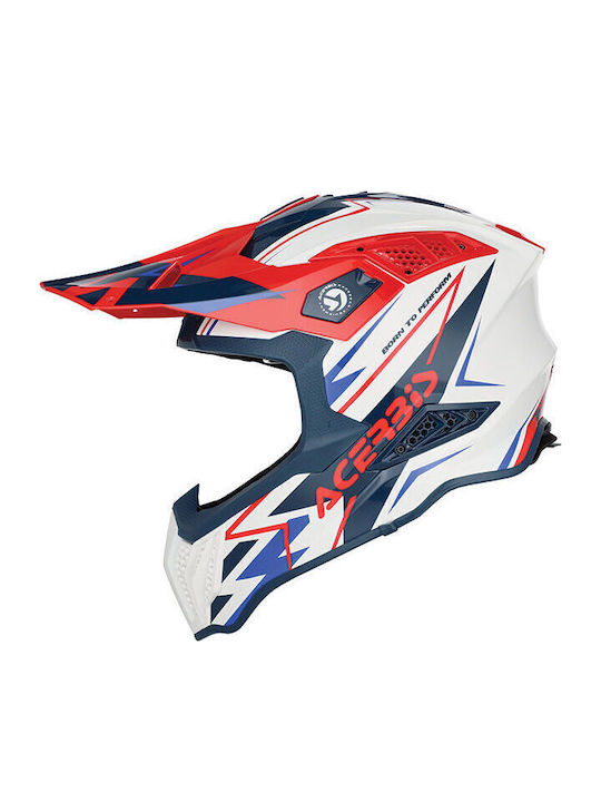 Acerbis Airstrike-X White/Blue/Red Κράνος Μηχανής Motocross ECE 22.06 1200gr