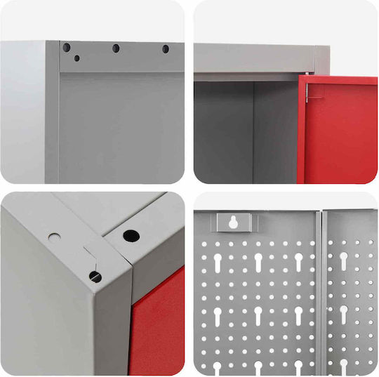 Ντουλάπα Εργασίας 8 Pcs Κόκκινο Μηχανισμένο Ξύλο Ατσάλι