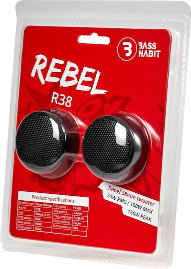 Tweeter Ηχεία Αυτοκινήτου 1.5" 50w 4 Ohms Bass Habit Rebel R38 Τιμη Τεμαχιου