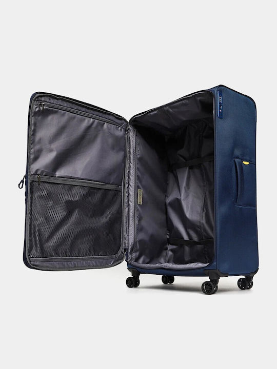 Mandarina Duck Zephyr Μεγάλη Βαλίτσα Ταξιδίου Υφασμάτινη Dress Blue με 4 Ρόδες Ύψους 83εκ.