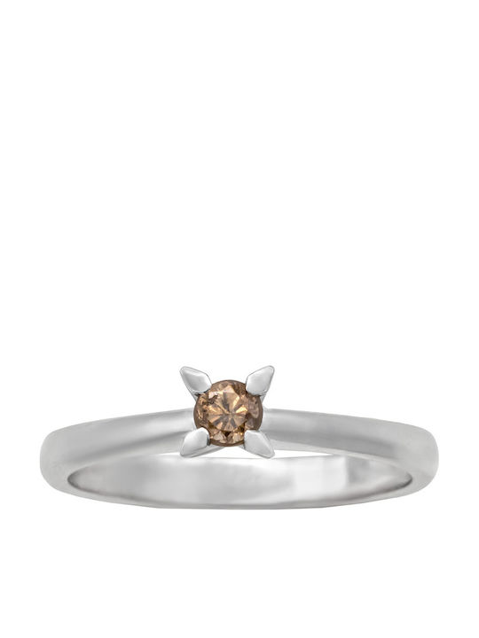 Savvas Design Einzelner Steinring aus Weißgold 18K