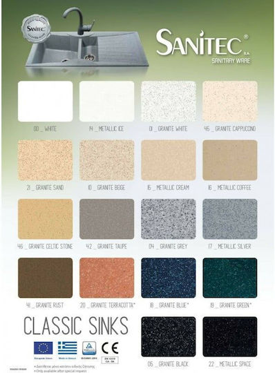 Sanitec 323 Classic Drop-In Küchenspüle aus Flüssiger Granit M115xB50cm Braune