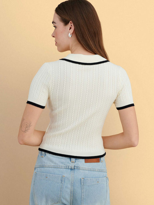 Women's Blouse Short Sleeve White