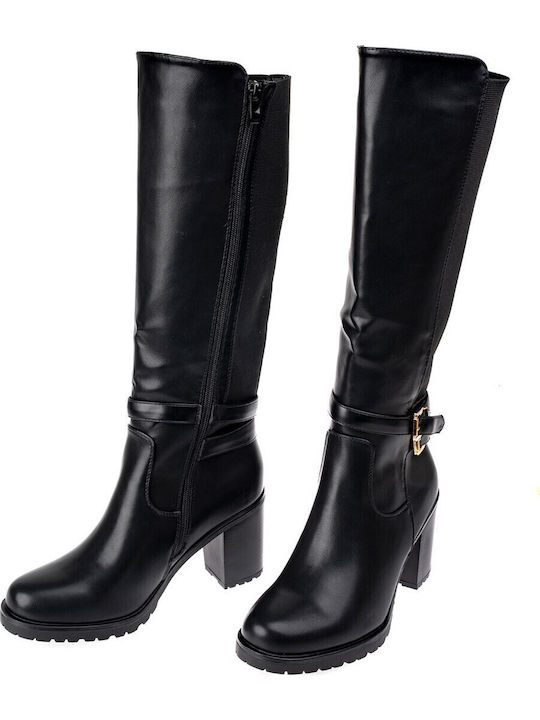 Women's Boots with High Heel & Elastic Black