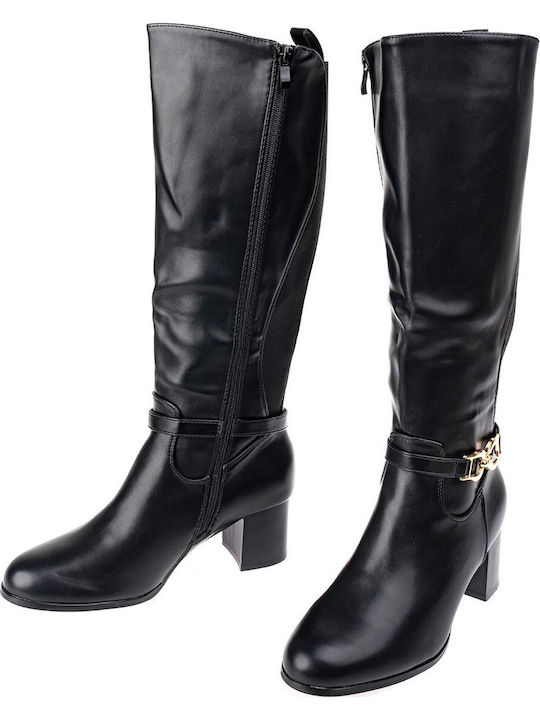 Women's Boots with Medium Heel & Elastic Black